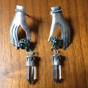 Sterling Silver Quartz Dangle Earrings